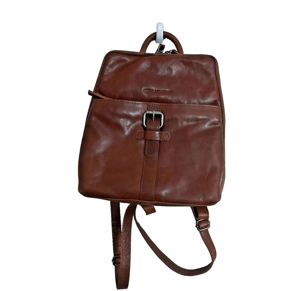 Spikes and Sparrow Texas Brown Cognac  Leather Backpack